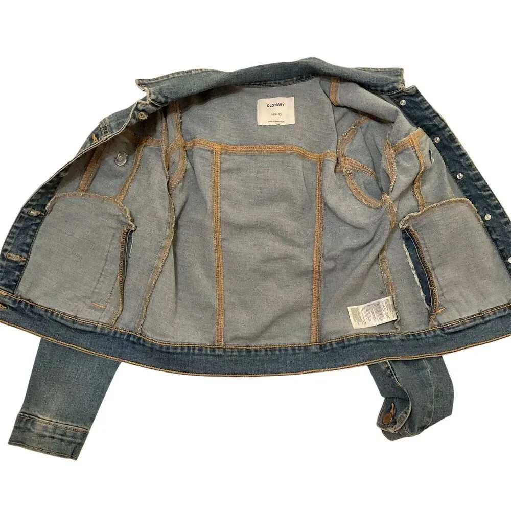 Old Navy Boys/Girls Medium Wash Denim Jacket Size L (10-12) EUC